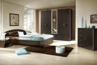 Bedroom decor with brown furniture