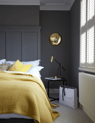 Charcoal grey master bedroom romantic