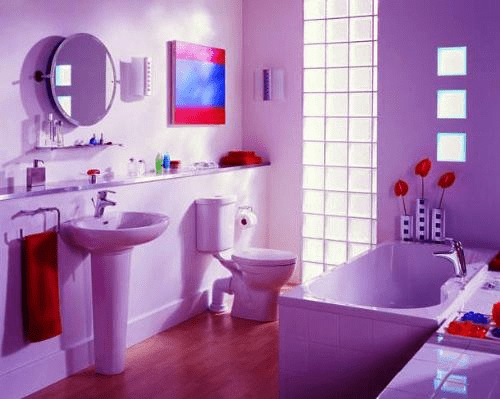 How to decorate a purple bathroom
