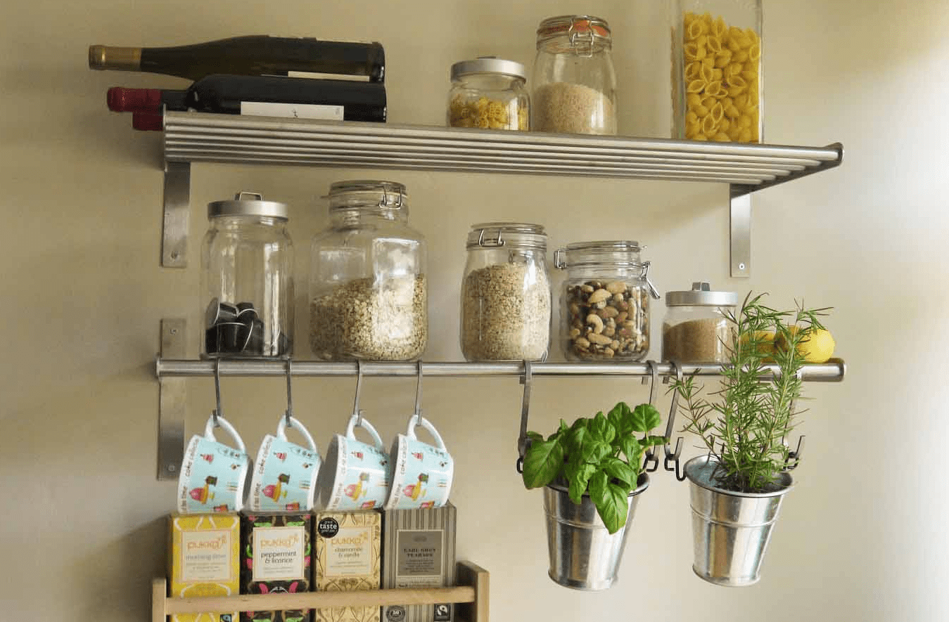 Small kitchen wall shelves