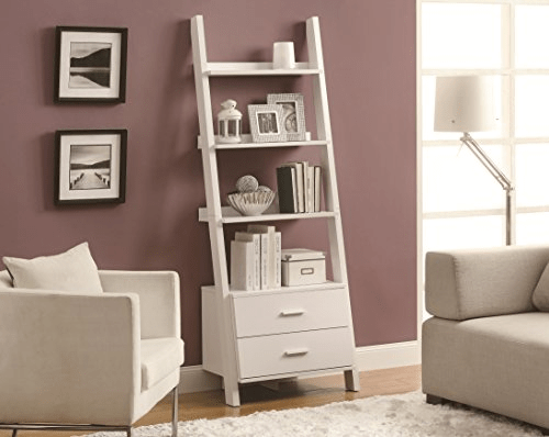White ladder bookshelf