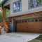 Faux wooden Garage Door Decorating Ideas with glass windows