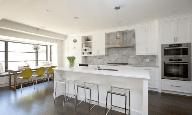 White modern Contemporary Kitchen Island Stools with sink