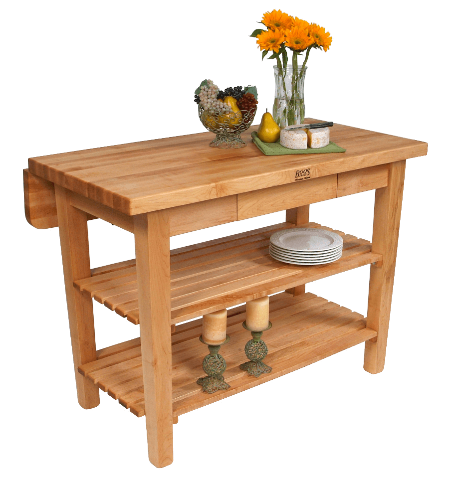 Butcher block natural wood kitchen island drop leaf and flower decoration Butcher block natural wood kitchen island drop leaf and flower decoration