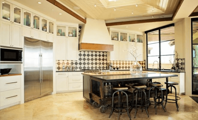 Kitchen Island on Wheels with Seating for 4