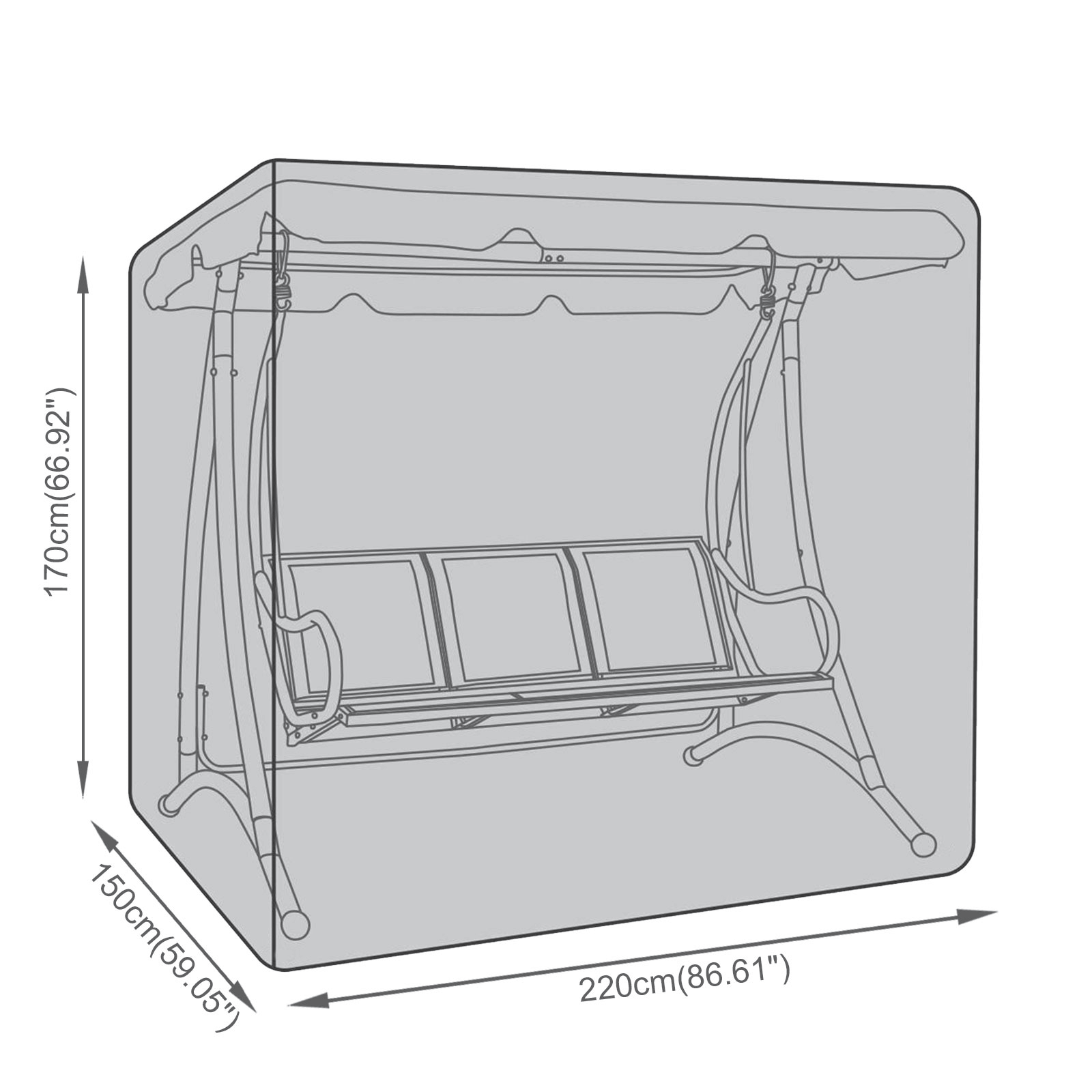 Porch swing cover size