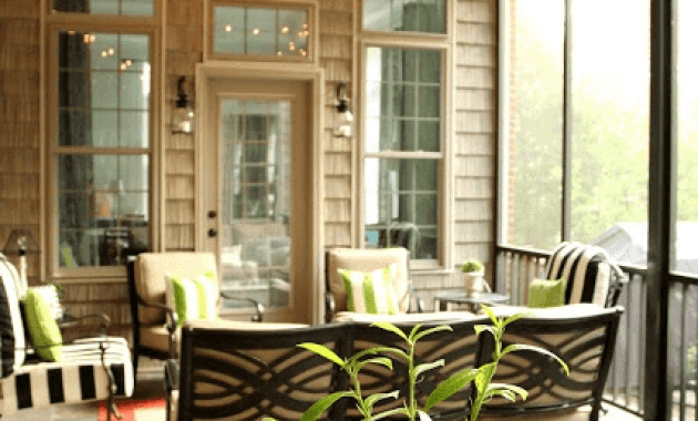 Rope Lights and Wall Sconces at screened in porch under deck