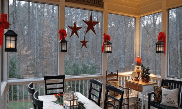 Screened in Porch Decorating Ideas with typography and lanterns