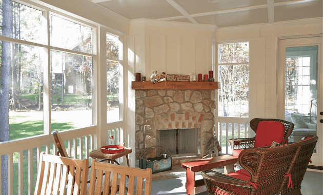 Screened in Porch with Fireplace