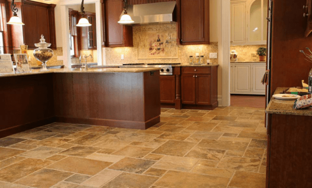 Travertine floor tiles for kitchen