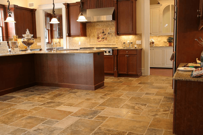 Travertine floor tiles for kitchen