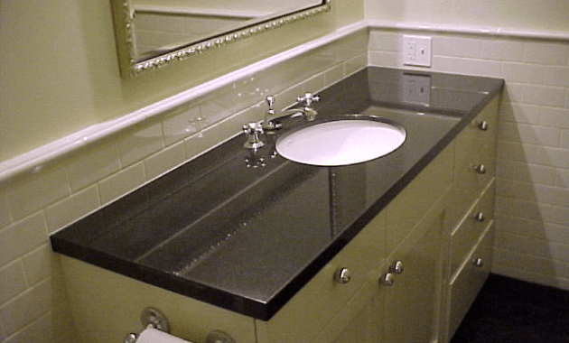 Bath vanity with black granite top