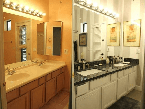 Bathroom remodel before and after