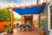 Blue Color Retractable Porch Shades Blue Color Retractable Porch Shades