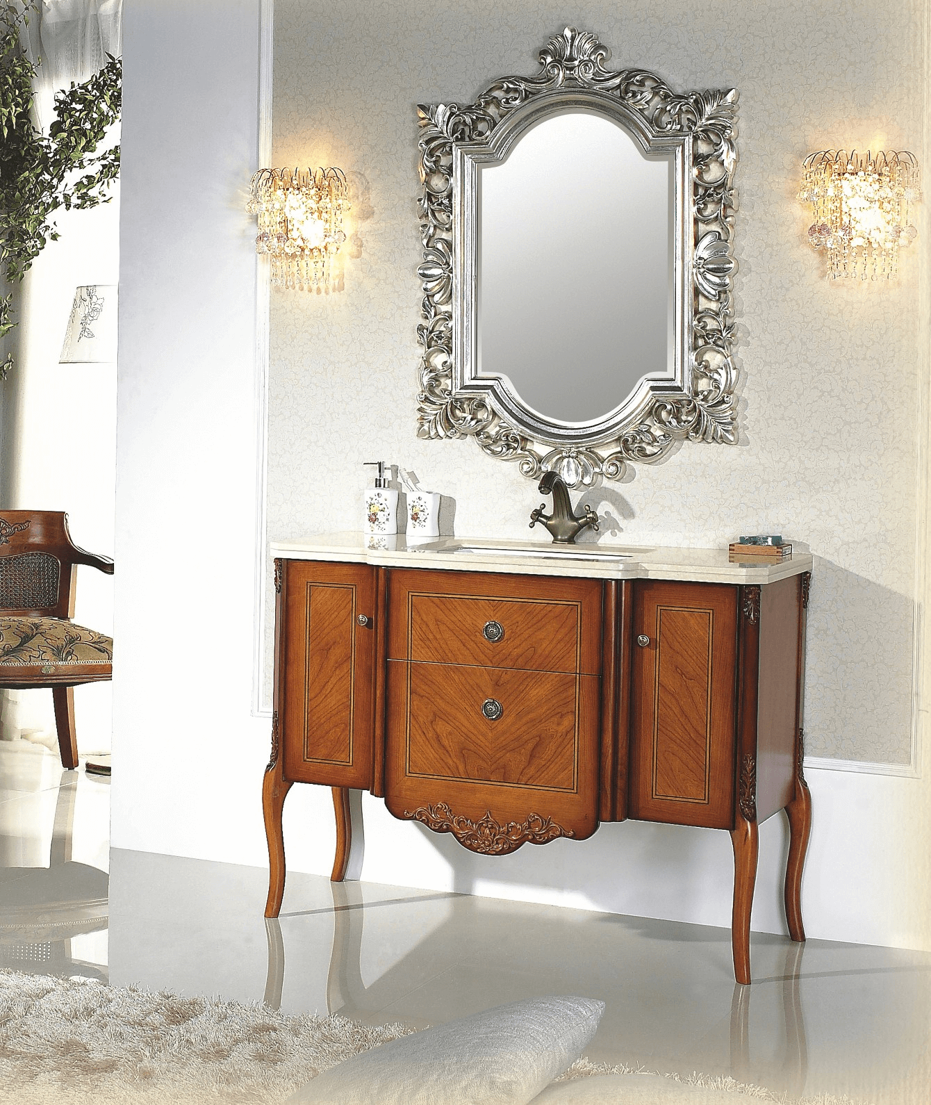 Transitional bathroom vanity