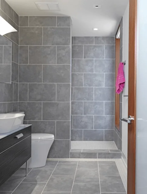 Bathroom Light Grey Large Tiles