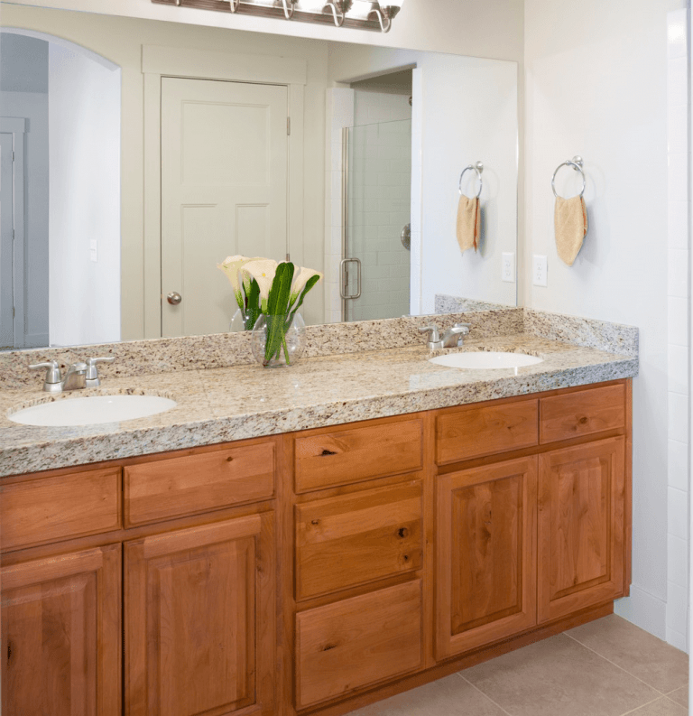 Unfinished knotty alder bathroom vanity