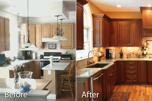Makeover ideas unfinished kitchen cabinets before and after