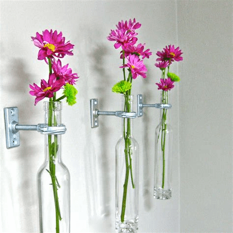 Wine Bottle Vase Trio rustic dining wall decor ideas