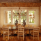 French country style dining table decor with large window