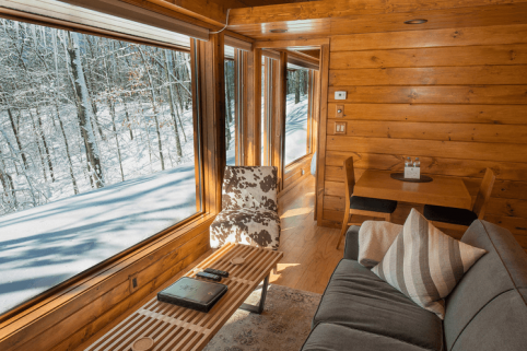Tiny house window wall design ideas living room
