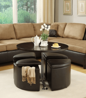 Flower pot for black brown round coffee table living room decor ideas