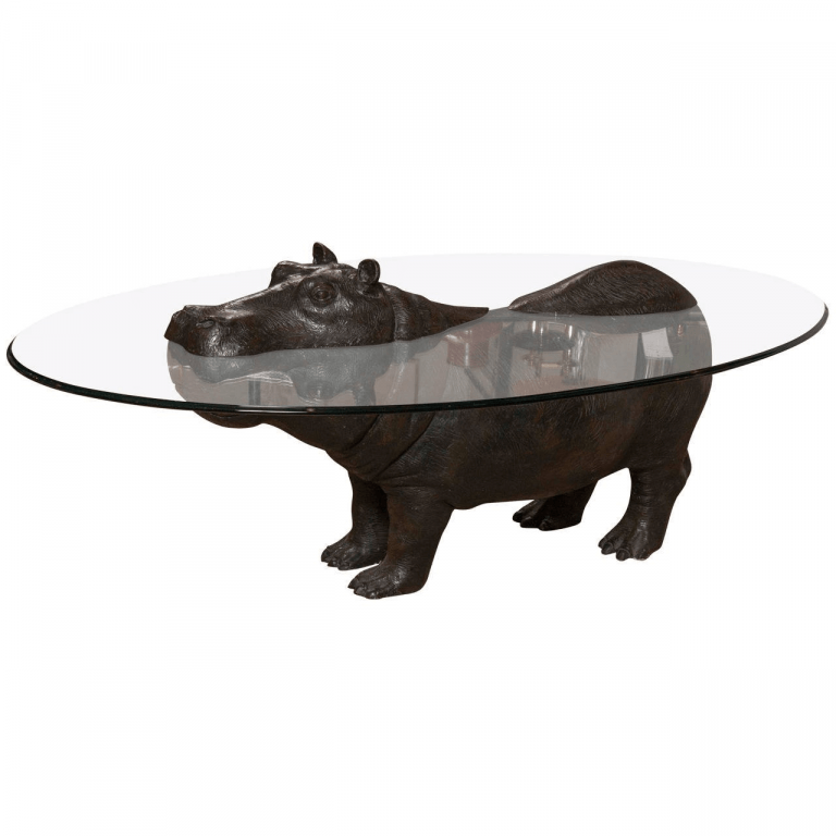 Oval glass top hippo coffee table design
