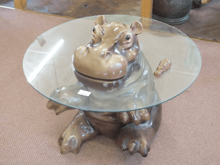 Round glass top hippo coffee table design