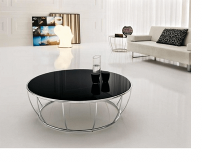 Simple black round coffee table contemporary modern living room decor ideas
