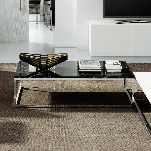 Chrome and marble coffee table