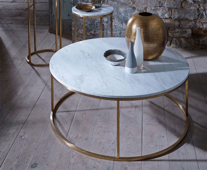 Copper and marble coffee table