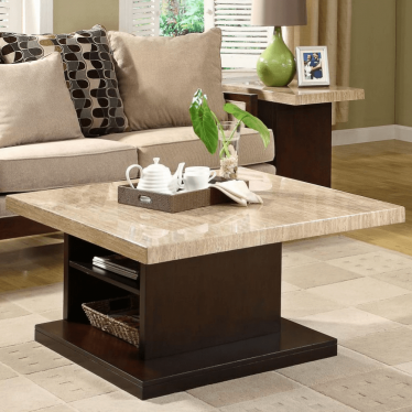 Marble coffee table with storage living room