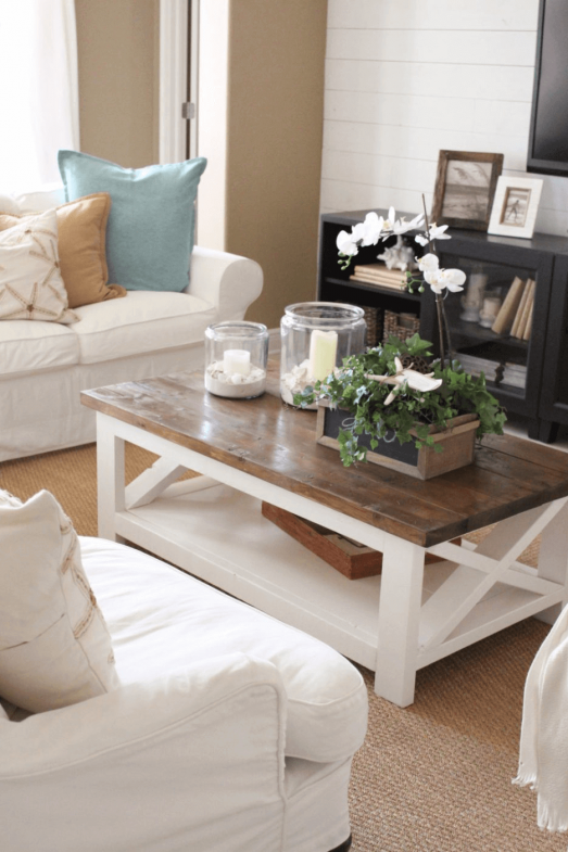 Wood coffee table living room decoration