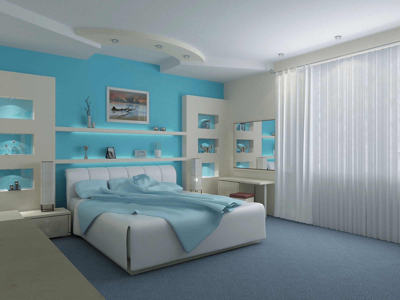 Blue skywall bedroom color ideas