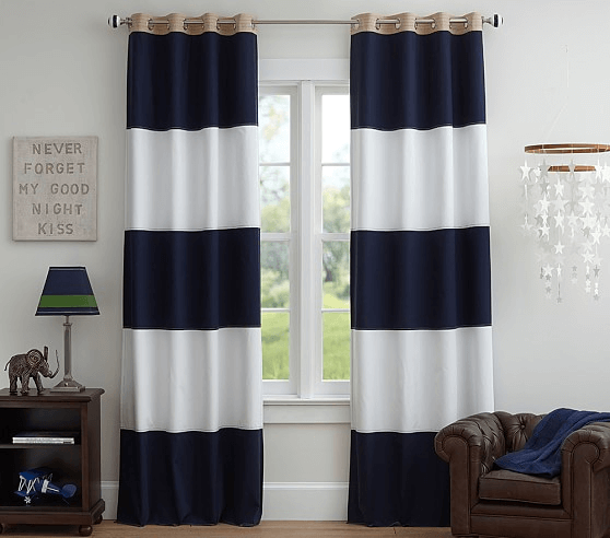 Curtains with Stripe Accent for modern living room design