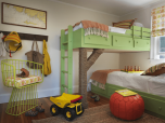 Green bunk bed for kids room ideas