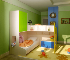 Green wall bedroom ideas for tween girl with bunk bed