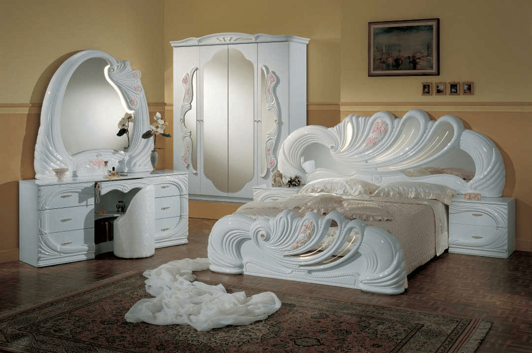 Vanity white Italian Classic lacquer bedroom furniture sets