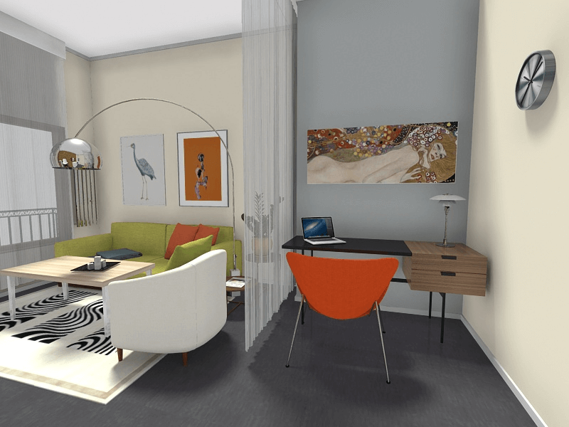 Creative home office ideas for small spaces with curtain barrier