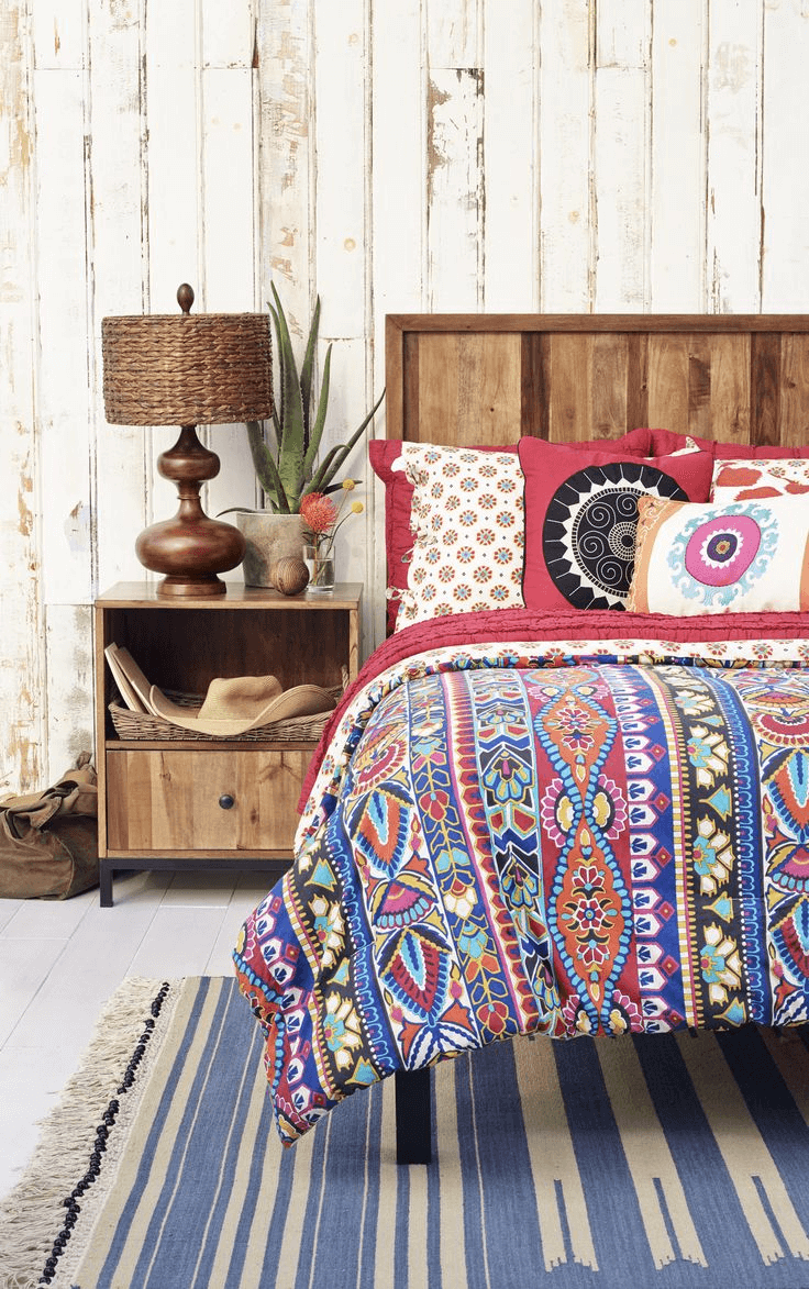 Bright blanket boho bedroom style decor ideas