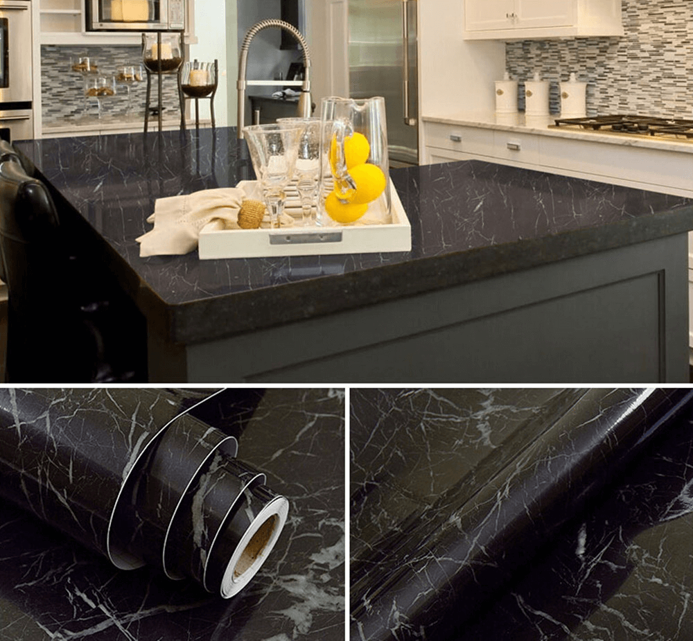 Nice countertops with marble stickers decoration ideas