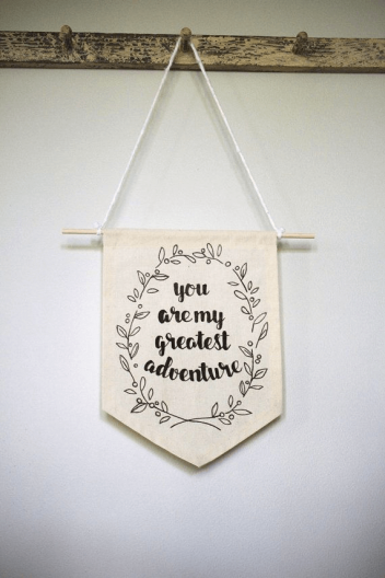 Textile pennant decor wall hangings with quotes