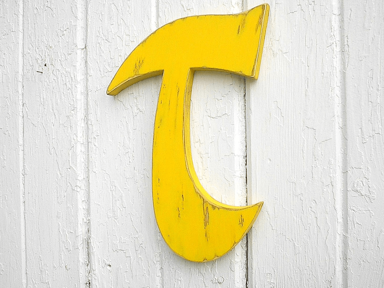 Wood mustard yellow monogram letters for wall