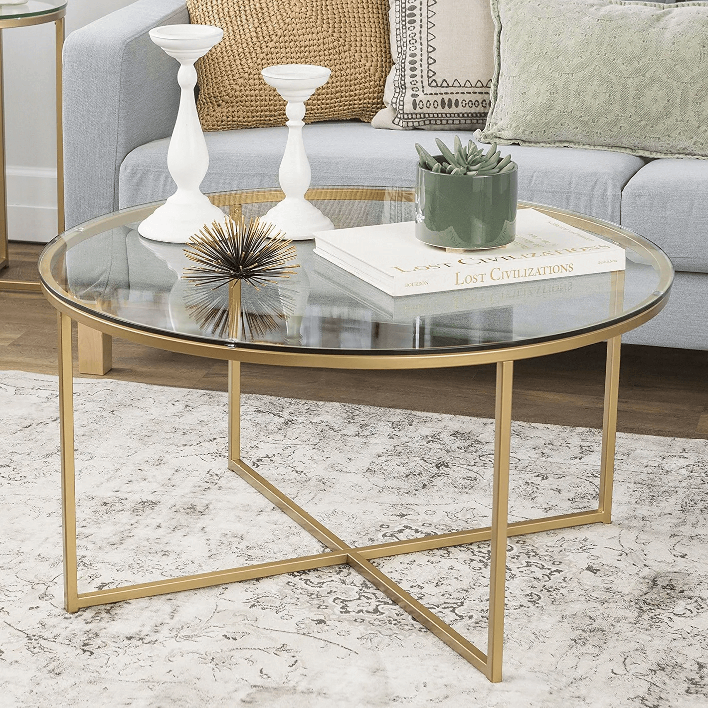 GLASS TOP COFFEE TABLE DECORATING IDEAS