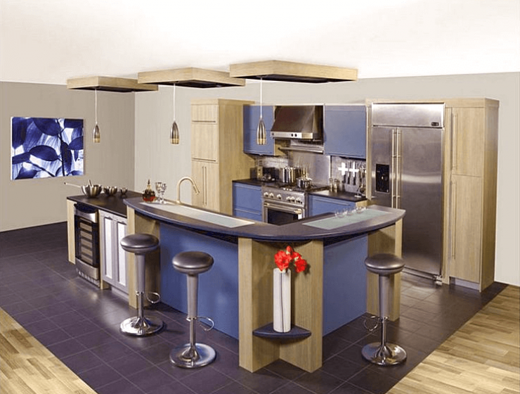 Kitchen island with sink and dishwasher and seating