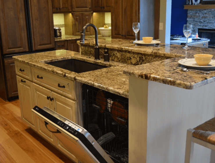 Image: houzz.com Small Kitchen Island with Sink and Dishwasher