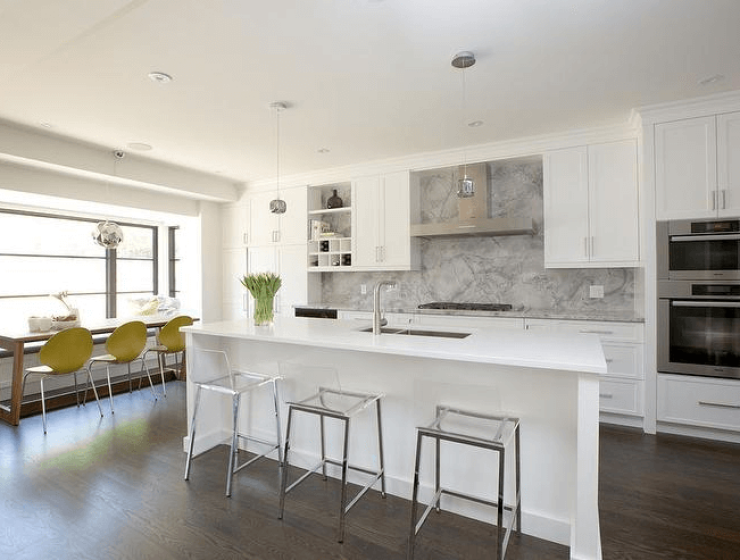Image: decorpad.com White modern Contemporary Kitchen Island Stools with sink