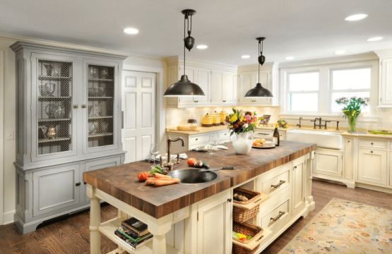 Image: homedit.com Antique kitchen island butcher block top