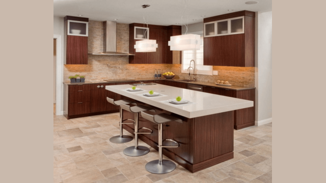Small Modern Kitchen Island Chairs with brown cabinet