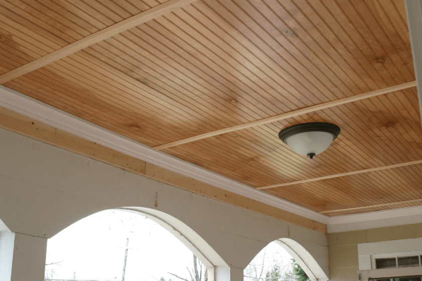 Beadboard porch ceiling